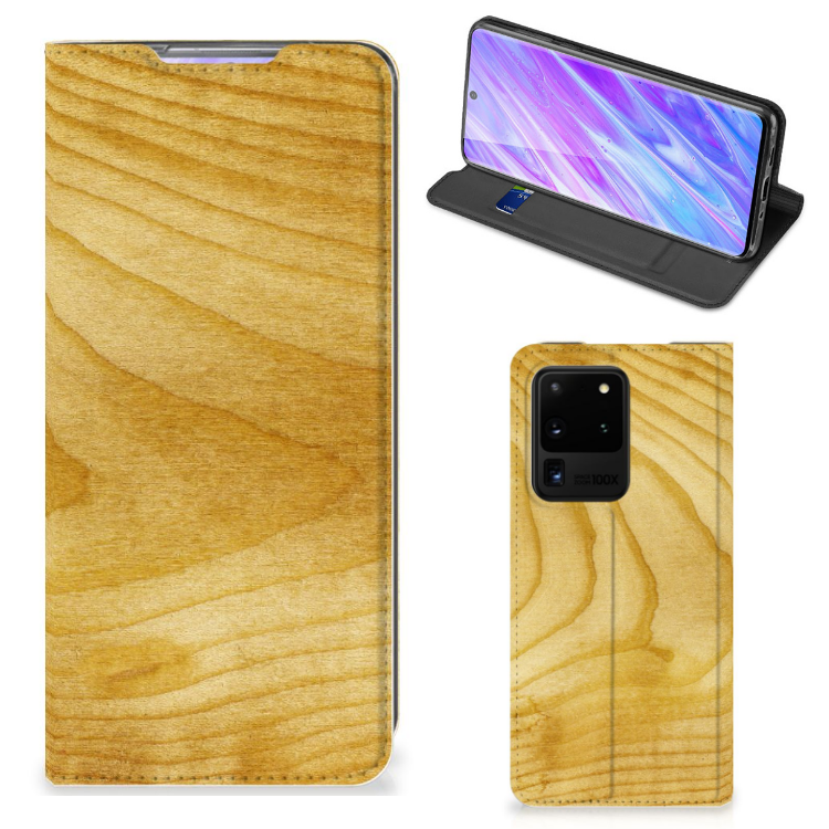 Samsung Galaxy S20 Ultra Book Wallet Case Licht Hout