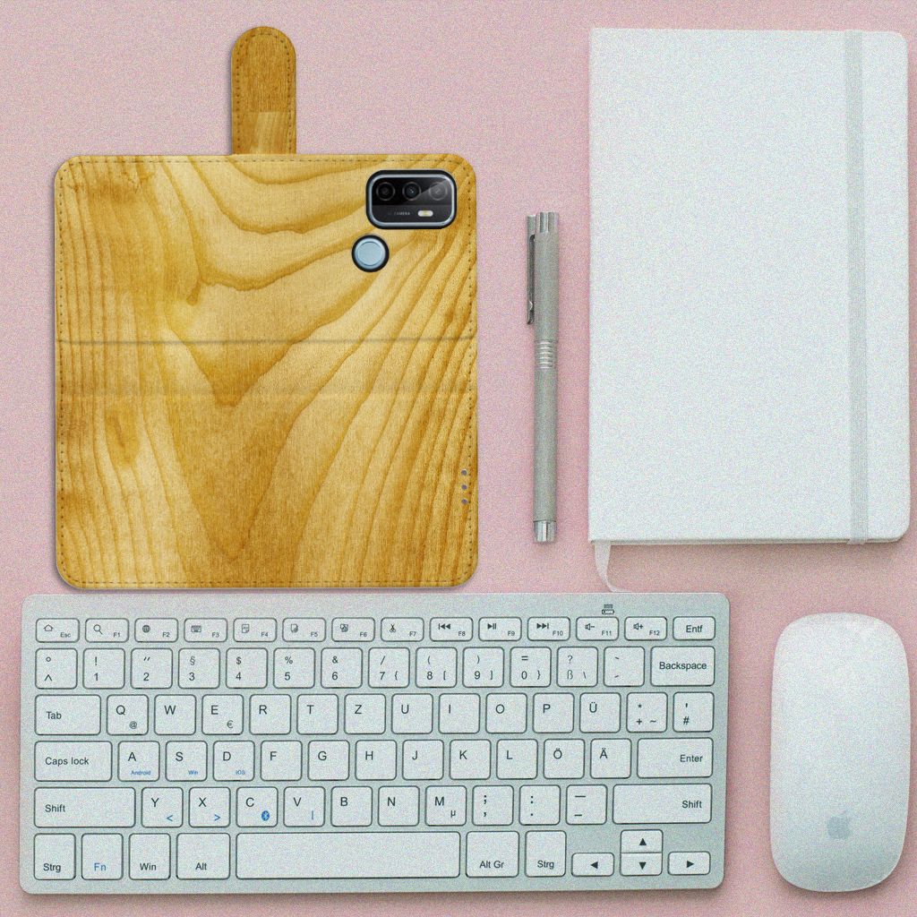 OPPO A53 | OPPO A53s Book Style Case Licht Hout