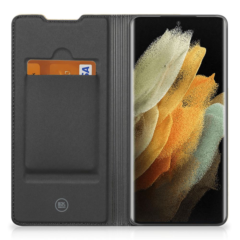 Samsung Galaxy S21 Ultra Book Wallet Case Licht Hout