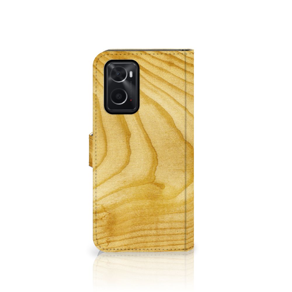 OPPO A76 | A96 Book Style Case Licht Hout