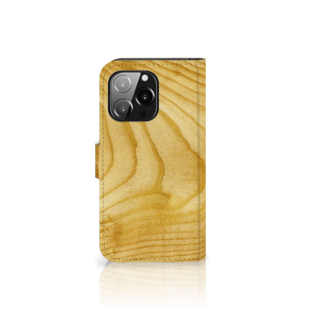iPhone 13 Pro Book Style Case Licht Hout