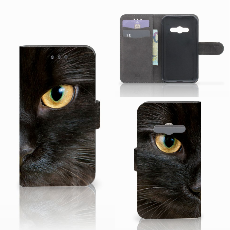 Samsung Galaxy Xcover 3 | Xcover 3 VE Telefoonhoesje met Pasjes Zwarte Kat
