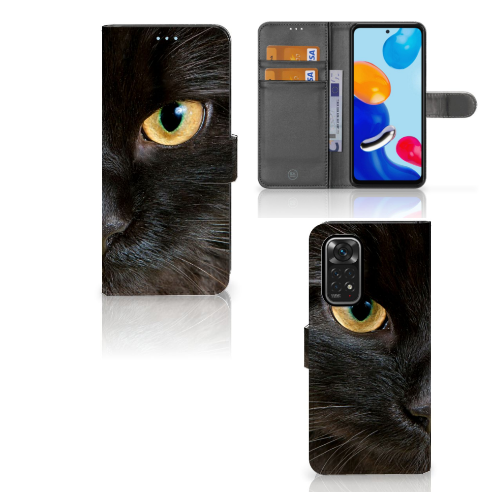 Xiaomi Redmi Note 11/11S Telefoonhoesje met Pasjes Zwarte Kat
