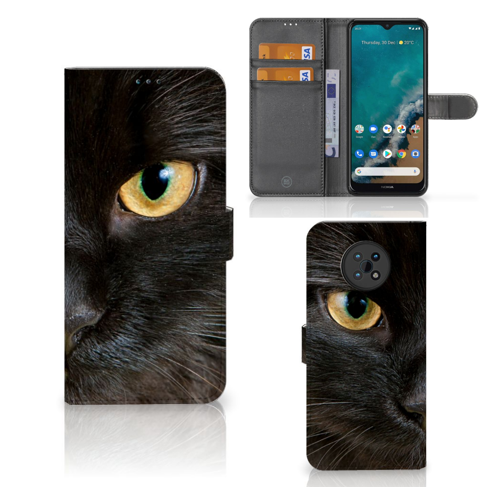 Nokia G50 Telefoonhoesje met Pasjes Zwarte Kat