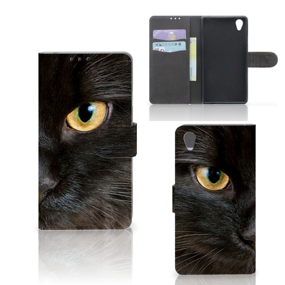 Sony Xperia Z1 Telefoonhoesje met Pasjes Zwarte Kat