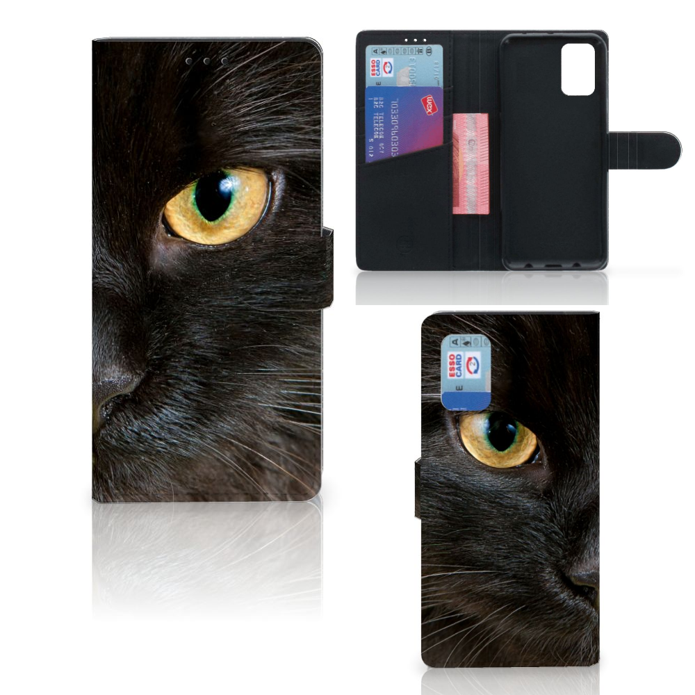 Samsung Galaxy A02s | M02s Telefoonhoesje met Pasjes Zwarte Kat