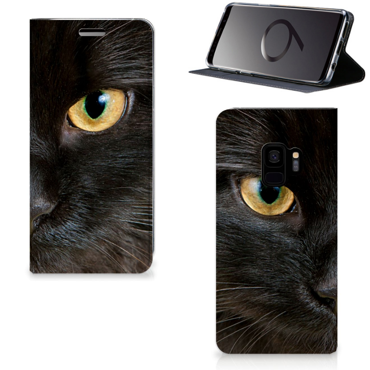 Samsung Galaxy S9 Uniek Standcase Hoesje Zwarte Kat