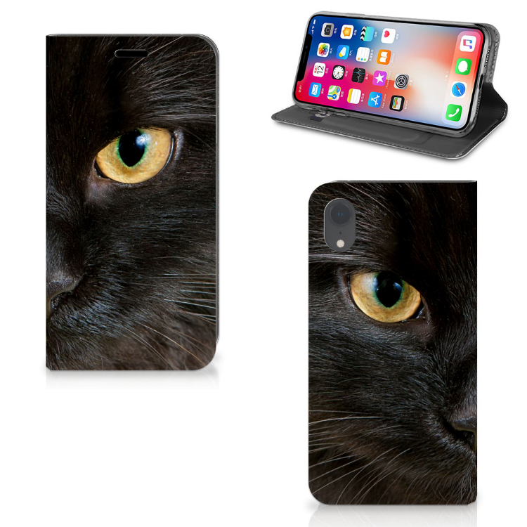 Apple iPhone Xr Uniek Standcase Hoesje Zwarte Kat