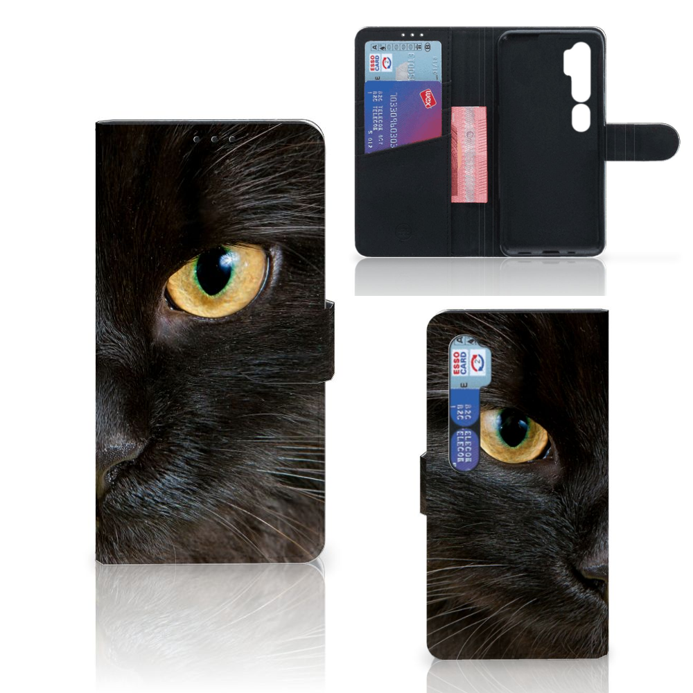 Xiaomi Mi Note 10 Pro Telefoonhoesje met Pasjes Zwarte Kat