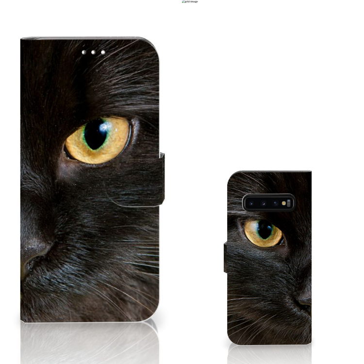 Samsung Galaxy S10 Plus Telefoonhoesje met Pasjes Zwarte Kat