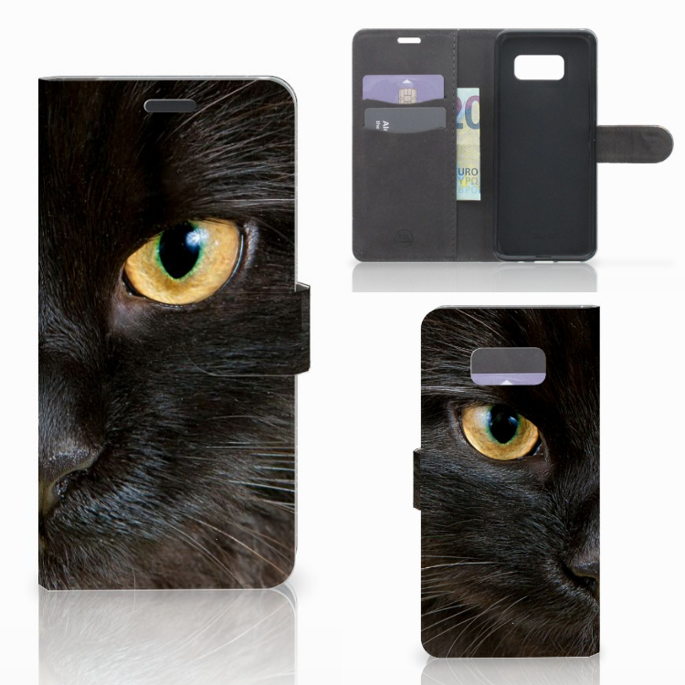 Samsung Galaxy S8 Plus Telefoonhoesje met Pasjes Zwarte Kat