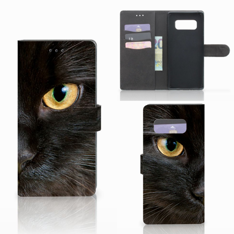 Samsung Galaxy Note 8 Uniek Boekhoesje Zwarte Kat