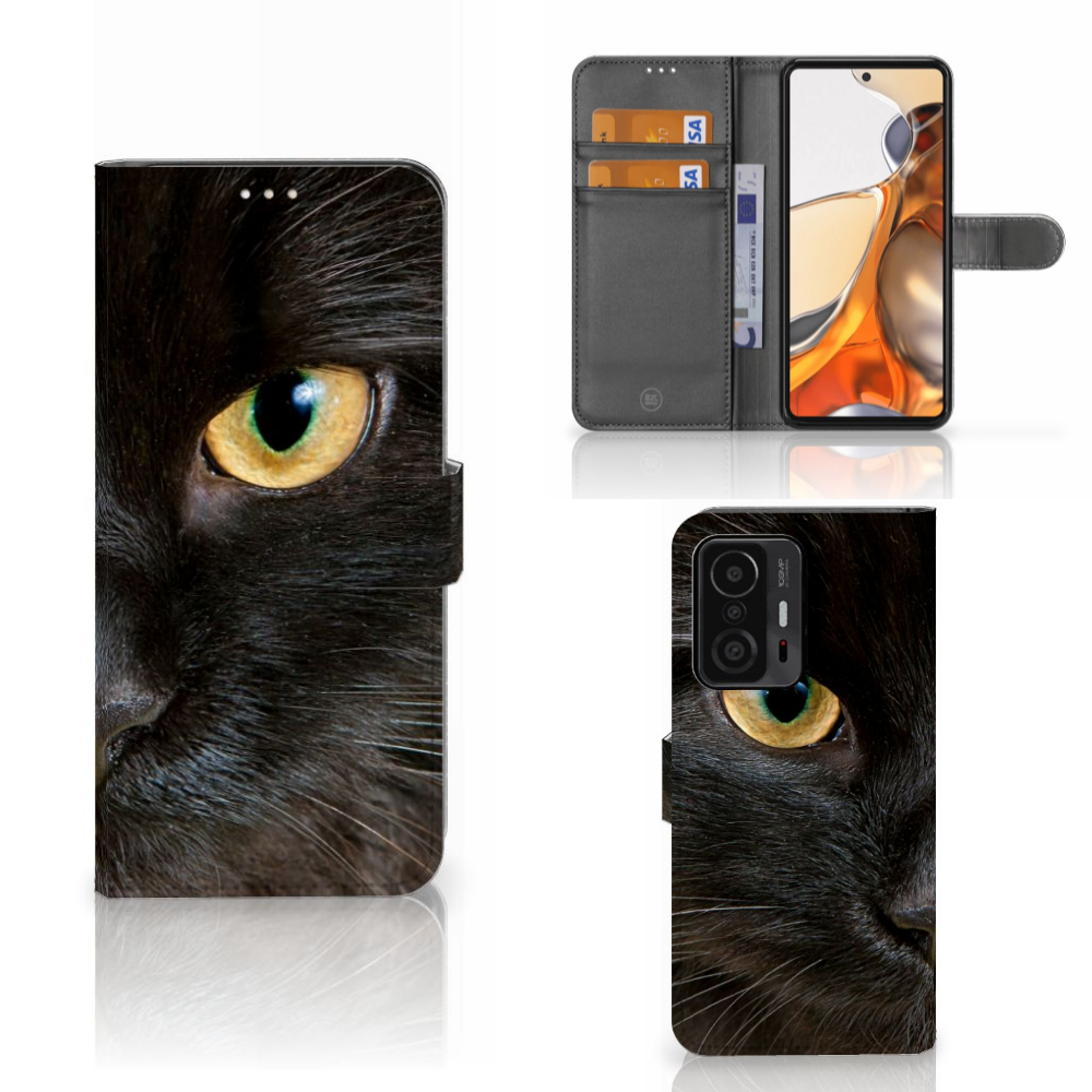 Xiaomi 11T | 11T Pro Telefoonhoesje met Pasjes Zwarte Kat