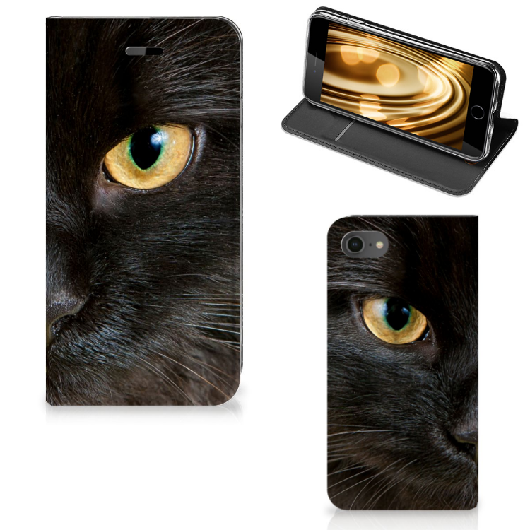 Apple iPhone 7 | 8 Uniek Standcase Hoesje Zwarte Kat