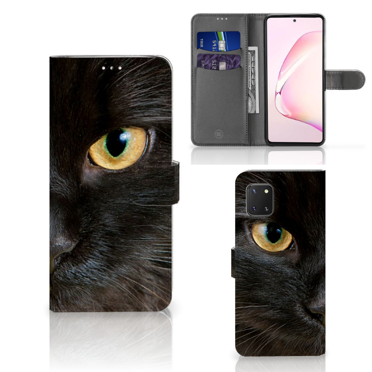 Samsung Note 10 Lite Telefoonhoesje met Pasjes Zwarte Kat