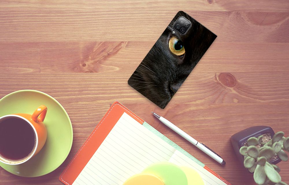 Samsung Galaxy A12 Hoesje maken Zwarte Kat