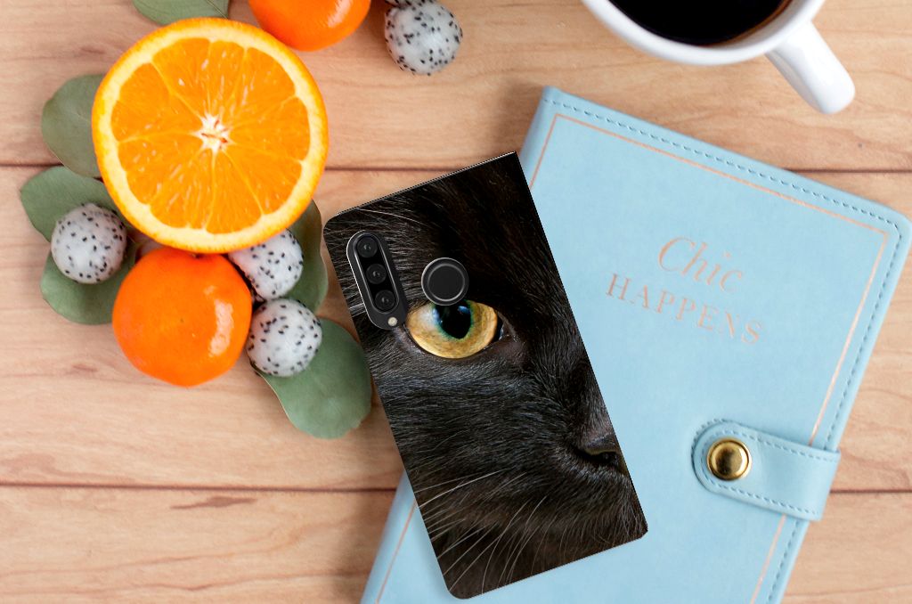 Huawei P30 Lite New Edition Hoesje maken Zwarte Kat