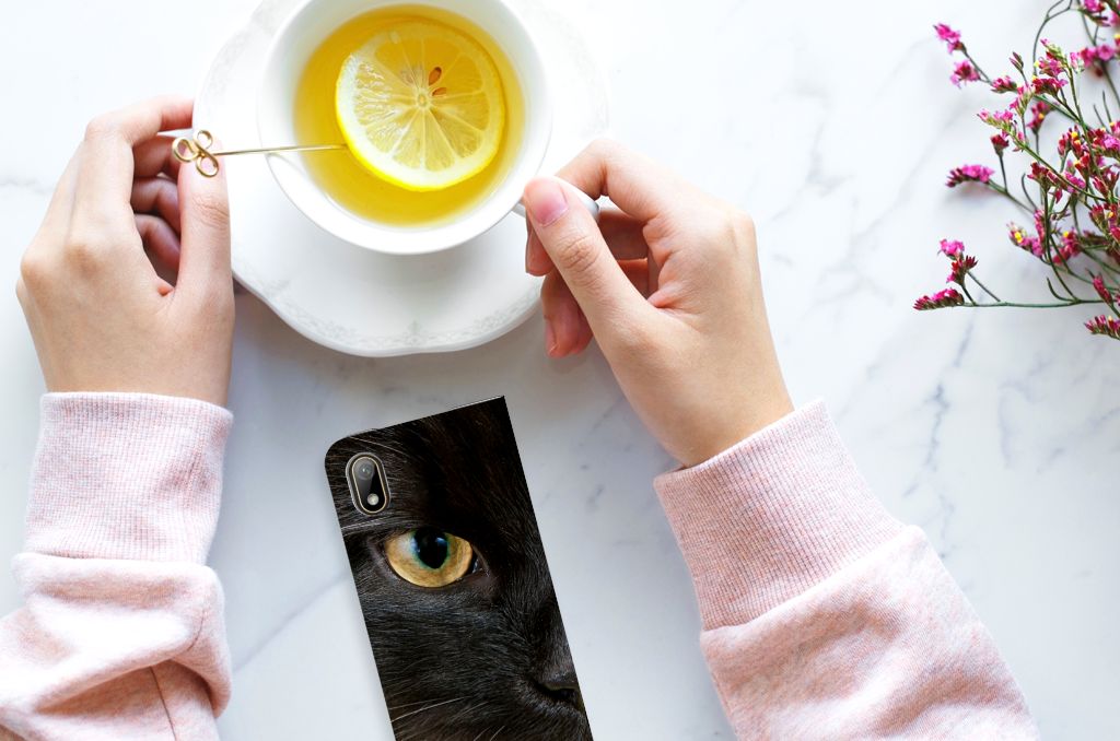 Huawei Y5 (2019) Hoesje maken Zwarte Kat