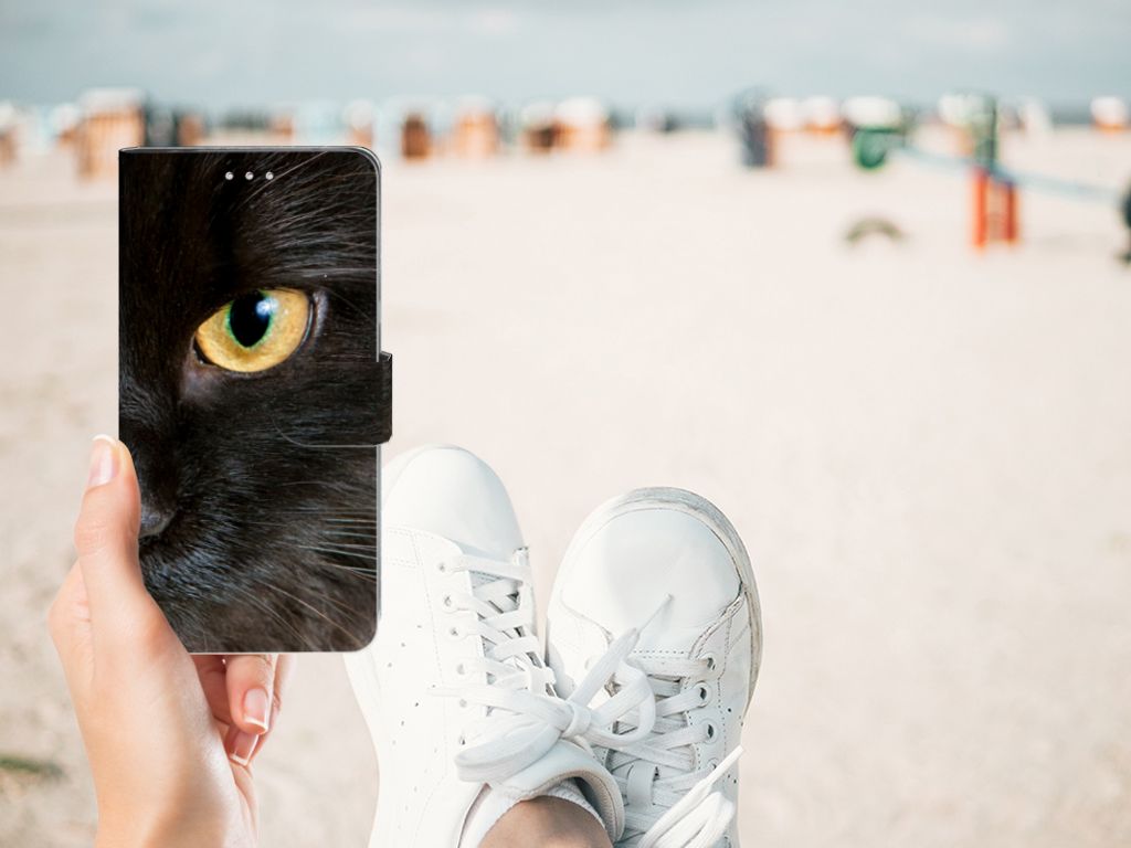 Huawei Y7 (2019) Telefoonhoesje met Pasjes Zwarte Kat