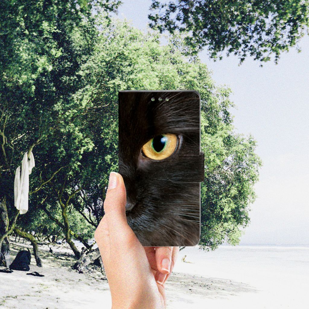 Sony Xperia XZ1 Telefoonhoesje met Pasjes Zwarte Kat