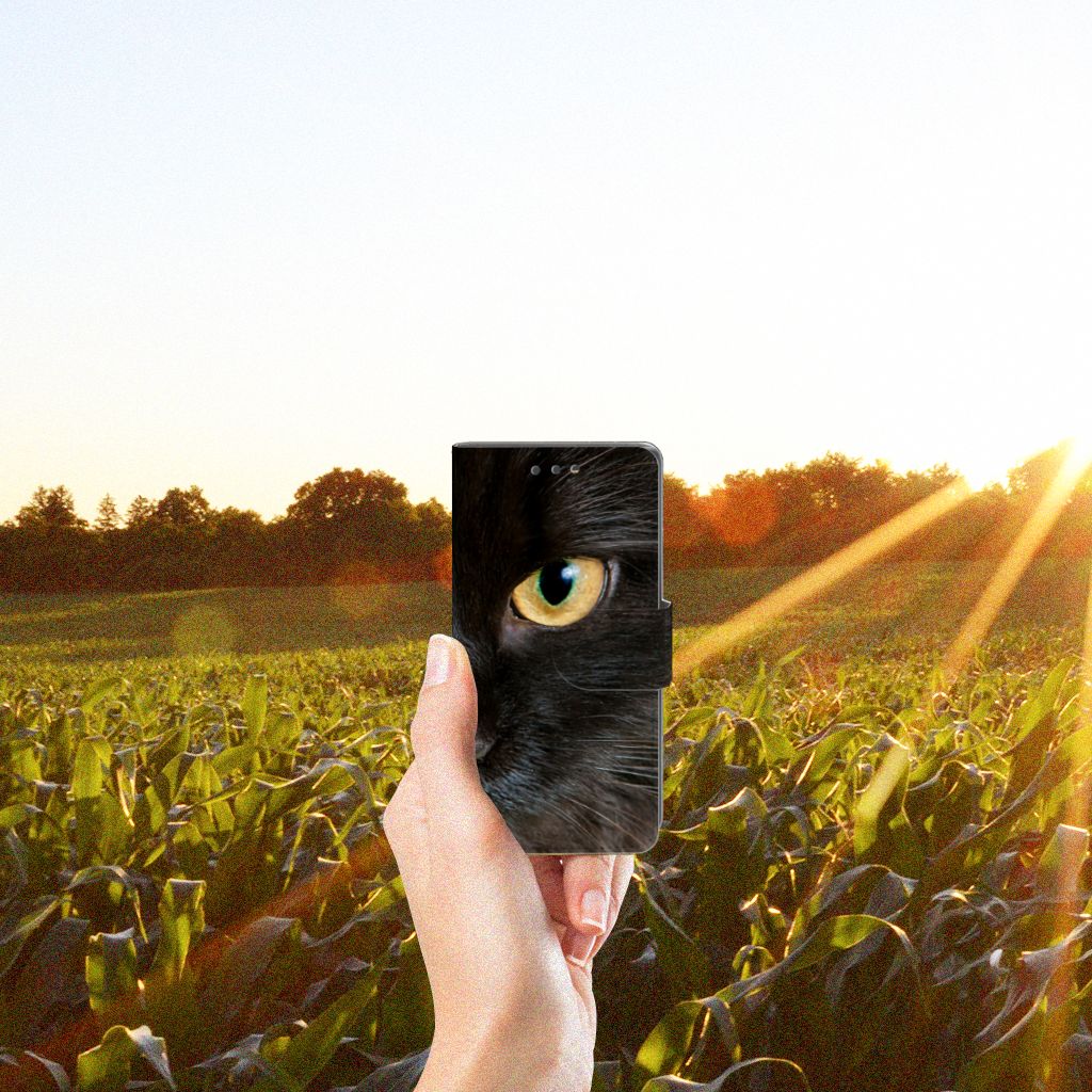 Sony Xperia X Compact Telefoonhoesje met Pasjes Zwarte Kat