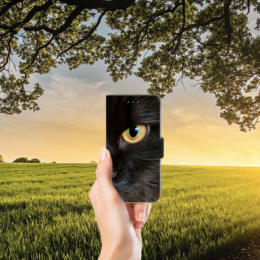 Huawei P20 Telefoonhoesje met Pasjes Zwarte Kat