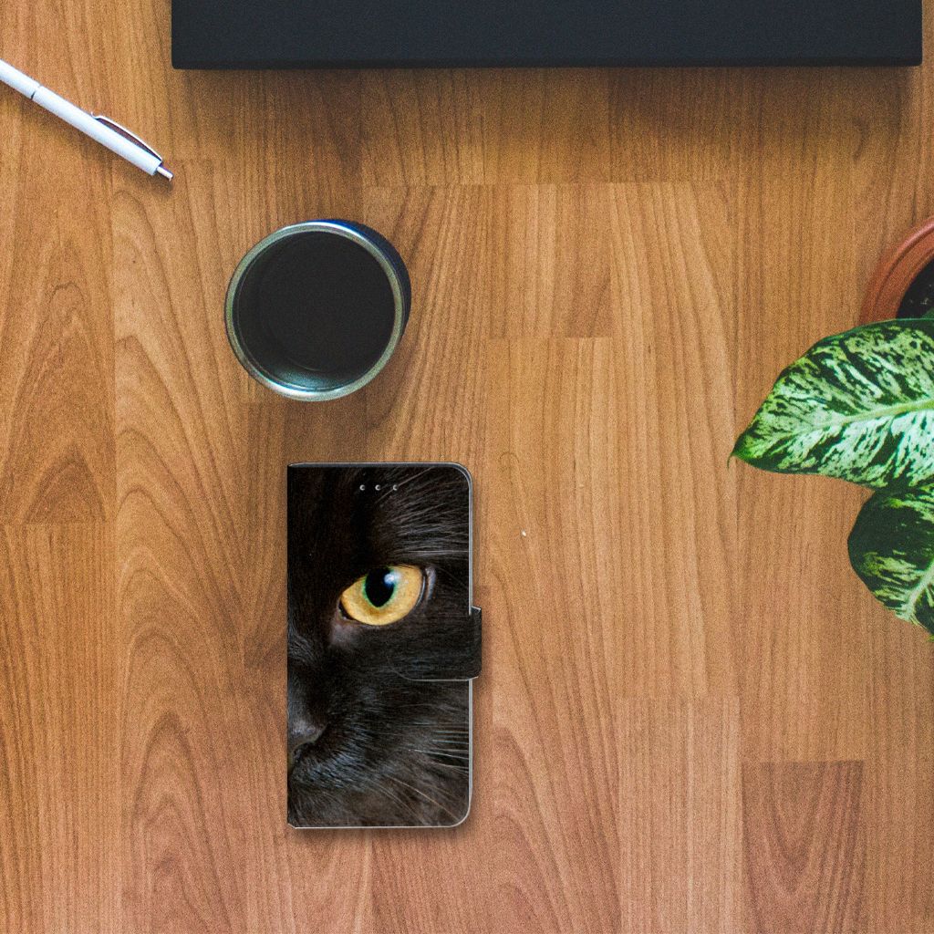 Huawei P20 Telefoonhoesje met Pasjes Zwarte Kat