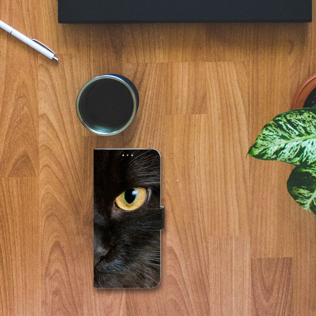 Samsung Note 10 Lite Telefoonhoesje met Pasjes Zwarte Kat