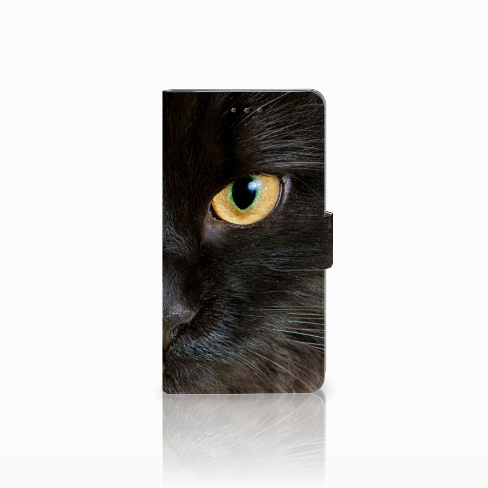 Samsung Galaxy J7 2016 Telefoonhoesje met Pasjes Zwarte Kat