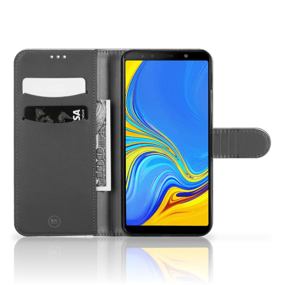 Samsung Galaxy A7 (2018) Telefoonhoesje met Pasjes Zwarte Kat