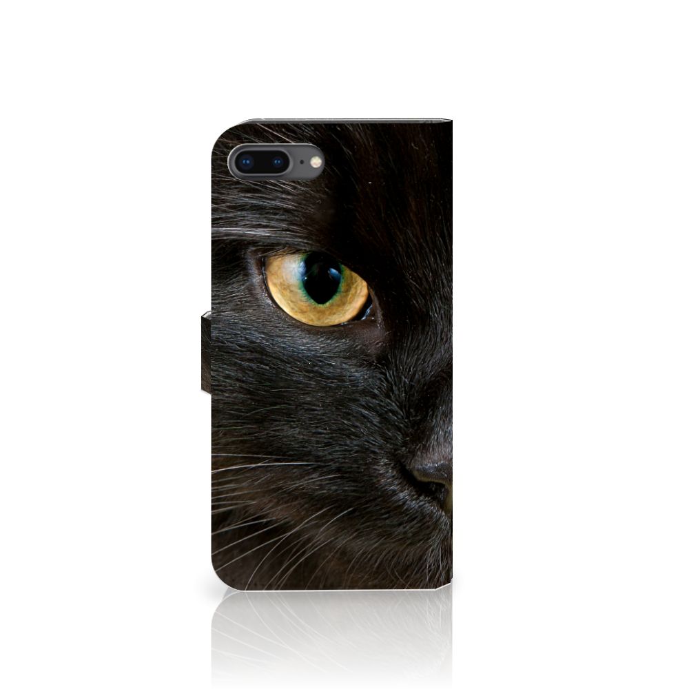 Apple iPhone 7 Plus | 8 Plus Telefoonhoesje met Pasjes Zwarte Kat