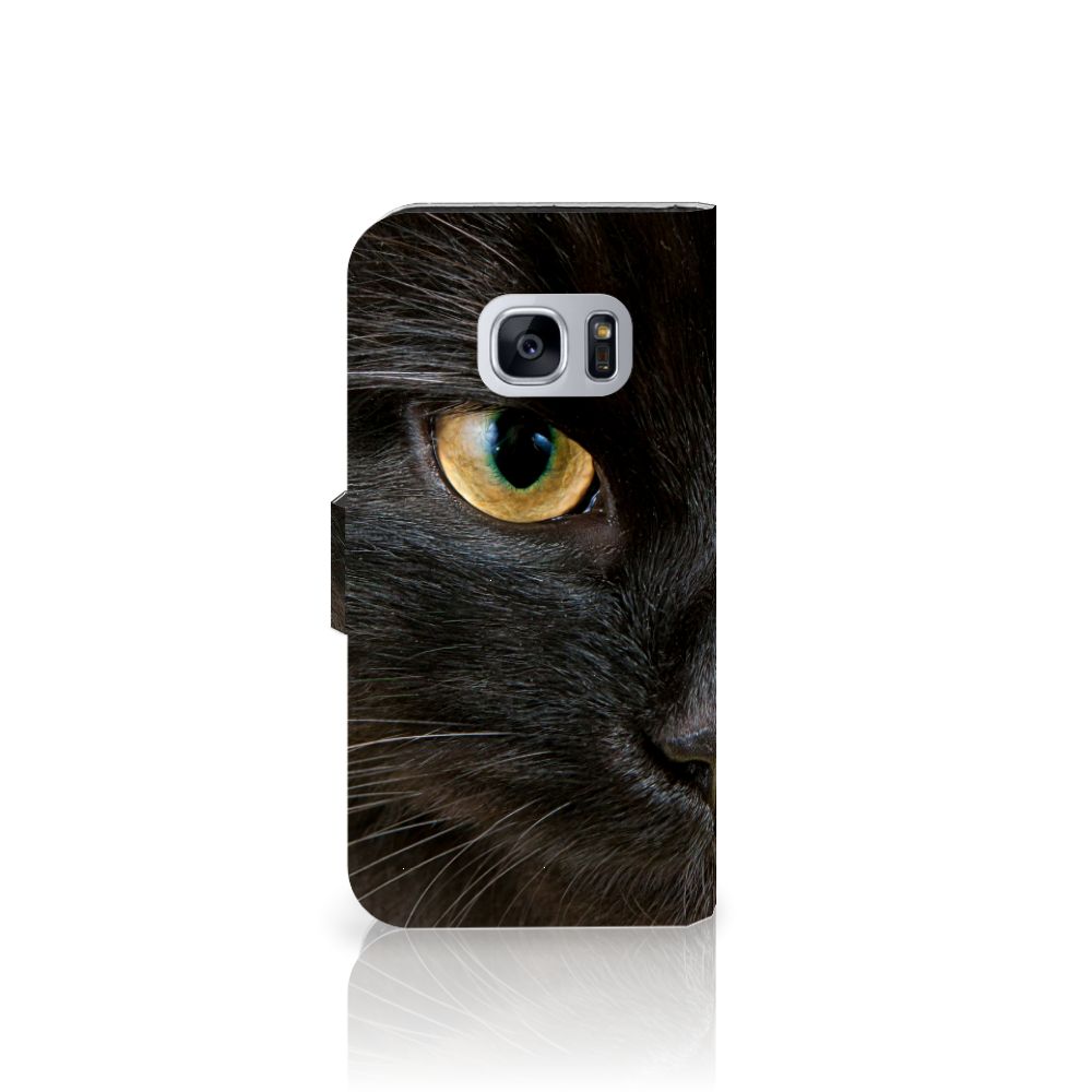 Samsung Galaxy S7 Telefoonhoesje met Pasjes Zwarte Kat