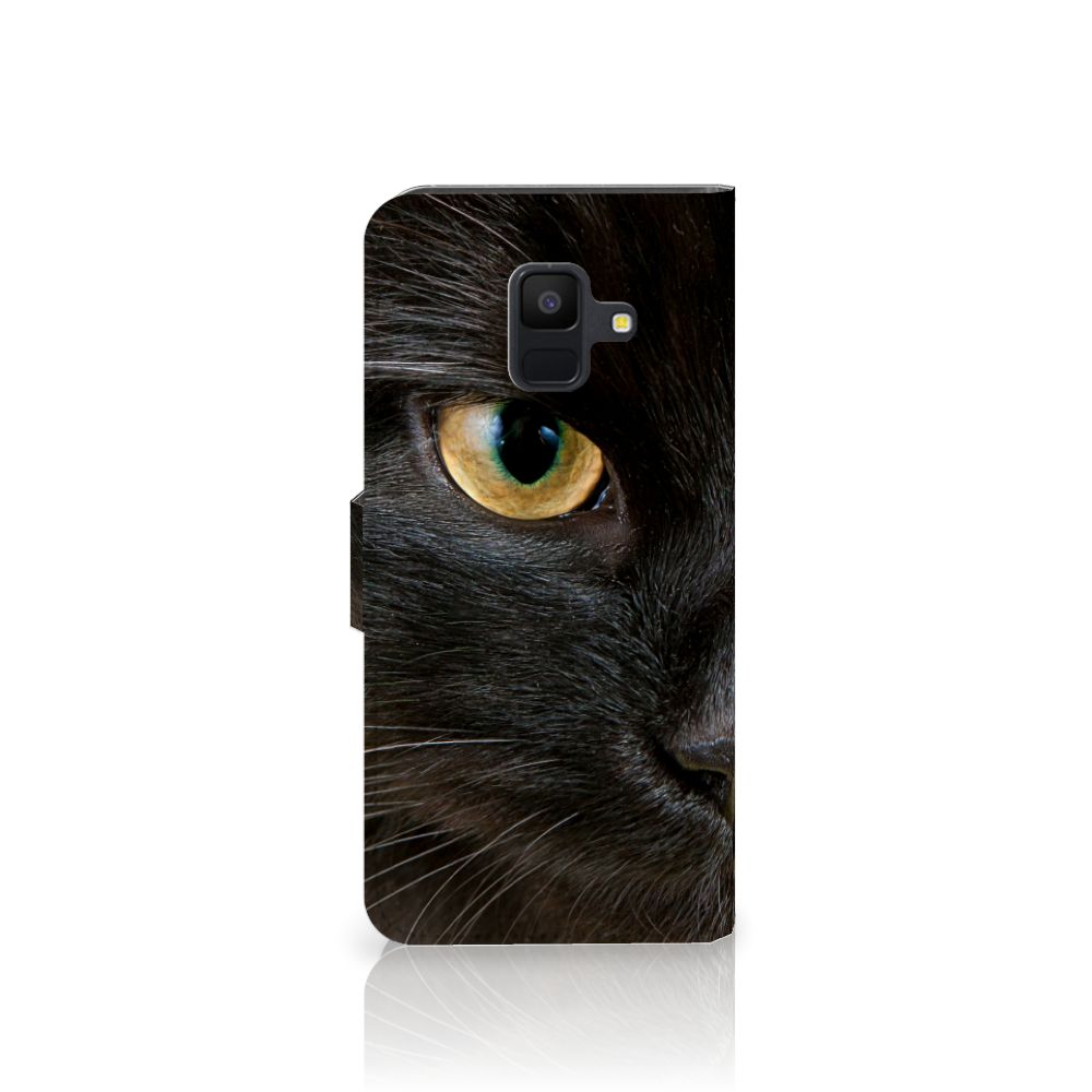 Samsung Galaxy A6 2018 Telefoonhoesje met Pasjes Zwarte Kat