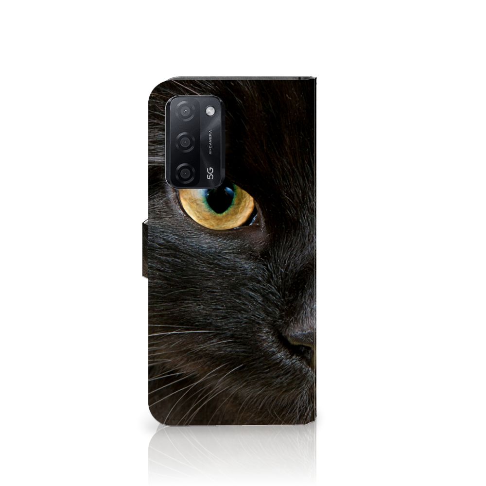 OPPO A16/A16s/A54s Telefoonhoesje met Pasjes Zwarte Kat