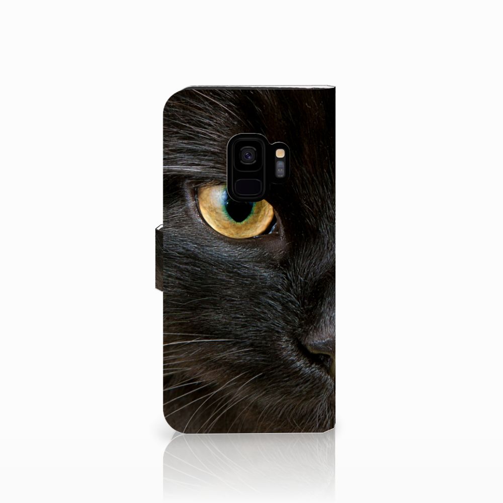 Samsung Galaxy S9 Telefoonhoesje met Pasjes Zwarte Kat