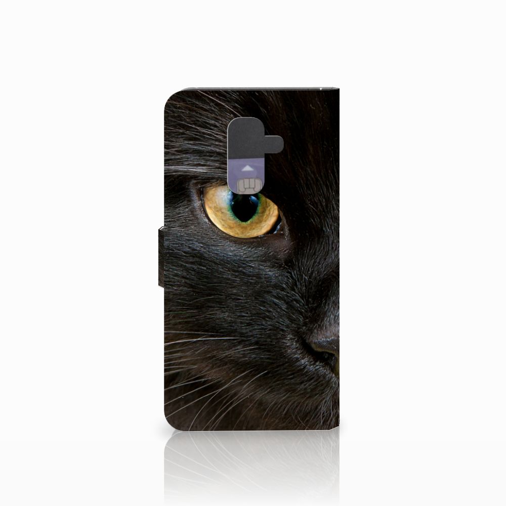 Samsung Galaxy A6 Plus 2018 Telefoonhoesje met Pasjes Zwarte Kat