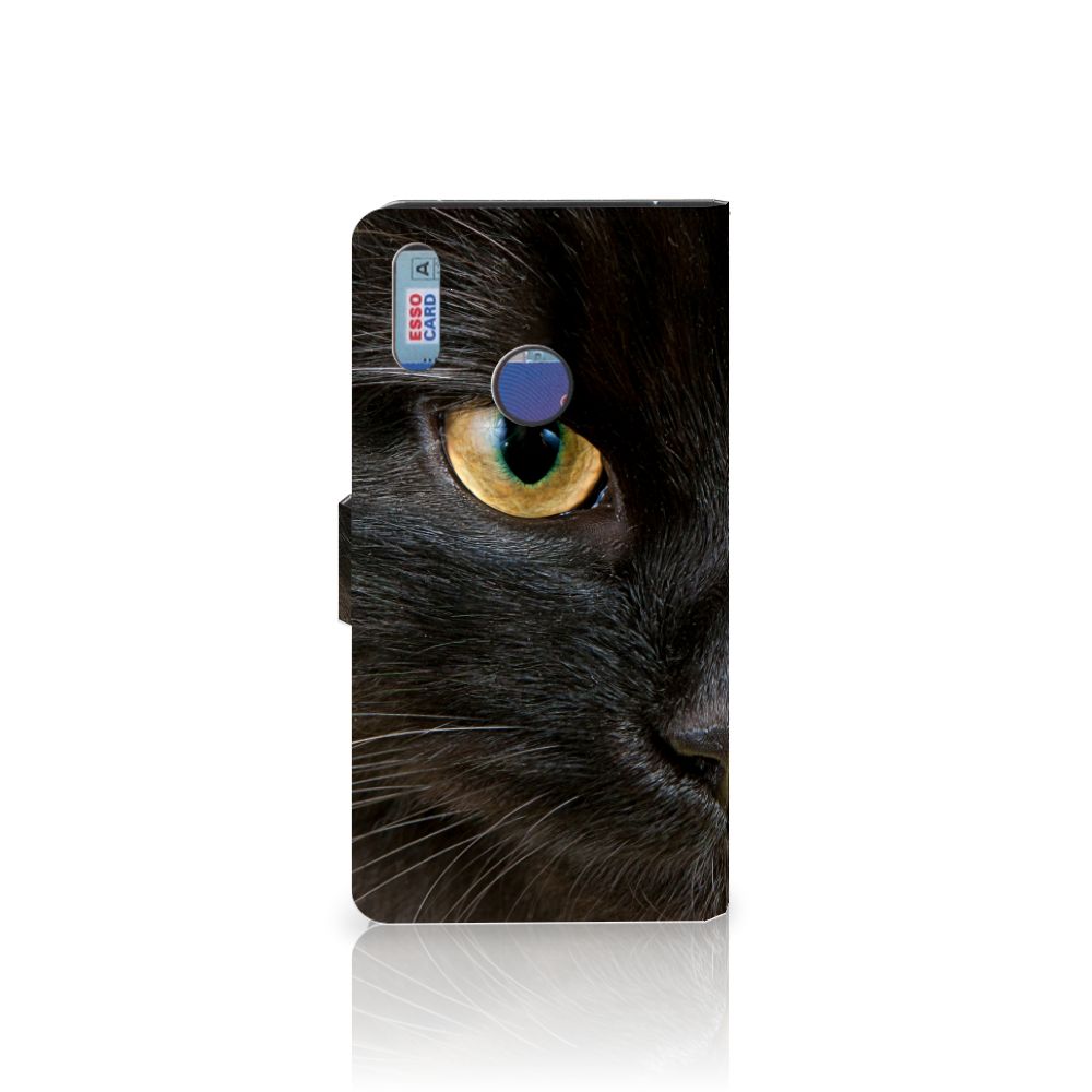 Huawei Y7 (2019) Telefoonhoesje met Pasjes Zwarte Kat