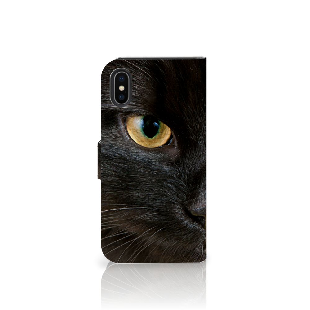 Apple iPhone X | Xs Telefoonhoesje met Pasjes Zwarte Kat