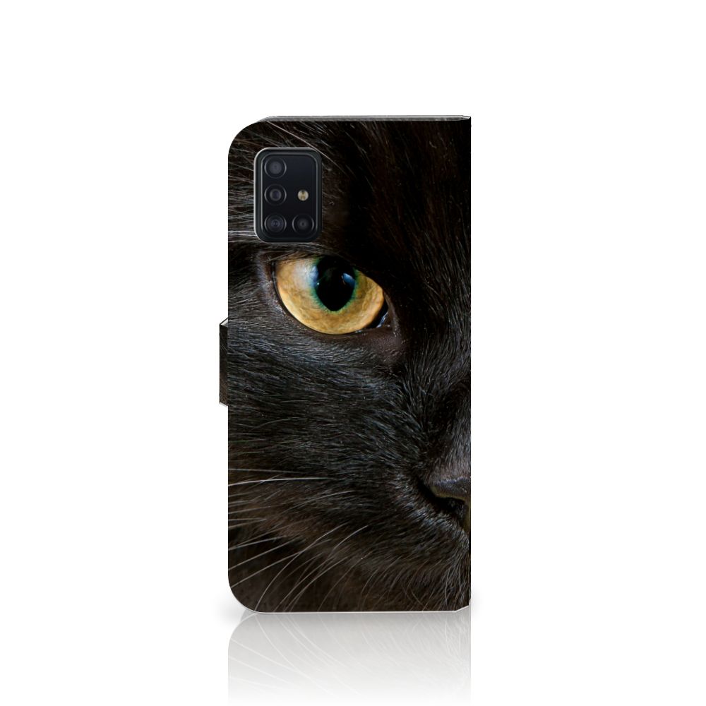 Samsung Galaxy A51 Telefoonhoesje met Pasjes Zwarte Kat