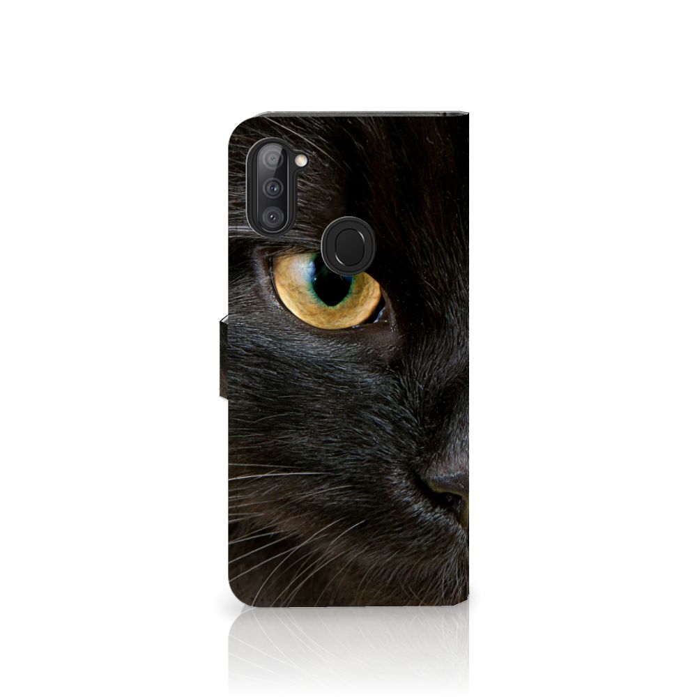 Samsung Galaxy M11 | A11 Telefoonhoesje met Pasjes Zwarte Kat