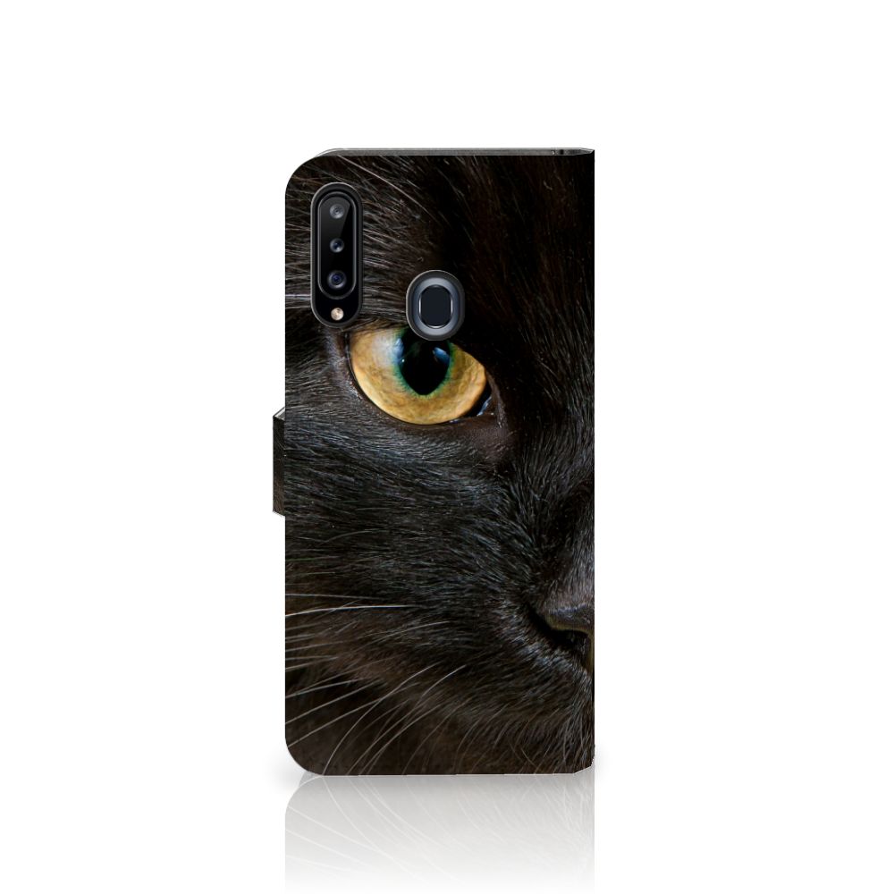 Samsung Galaxy A20s Telefoonhoesje met Pasjes Zwarte Kat