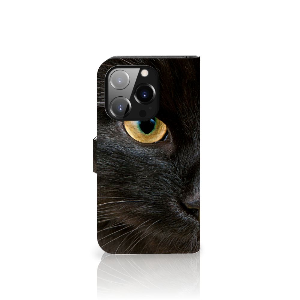 iPhone 14 Pro Telefoonhoesje met Pasjes Zwarte Kat