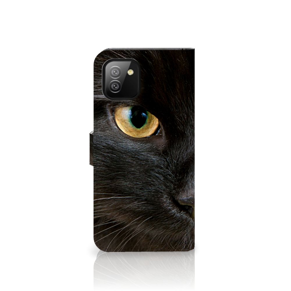 Samsung Galaxy A03 Telefoonhoesje met Pasjes Zwarte Kat
