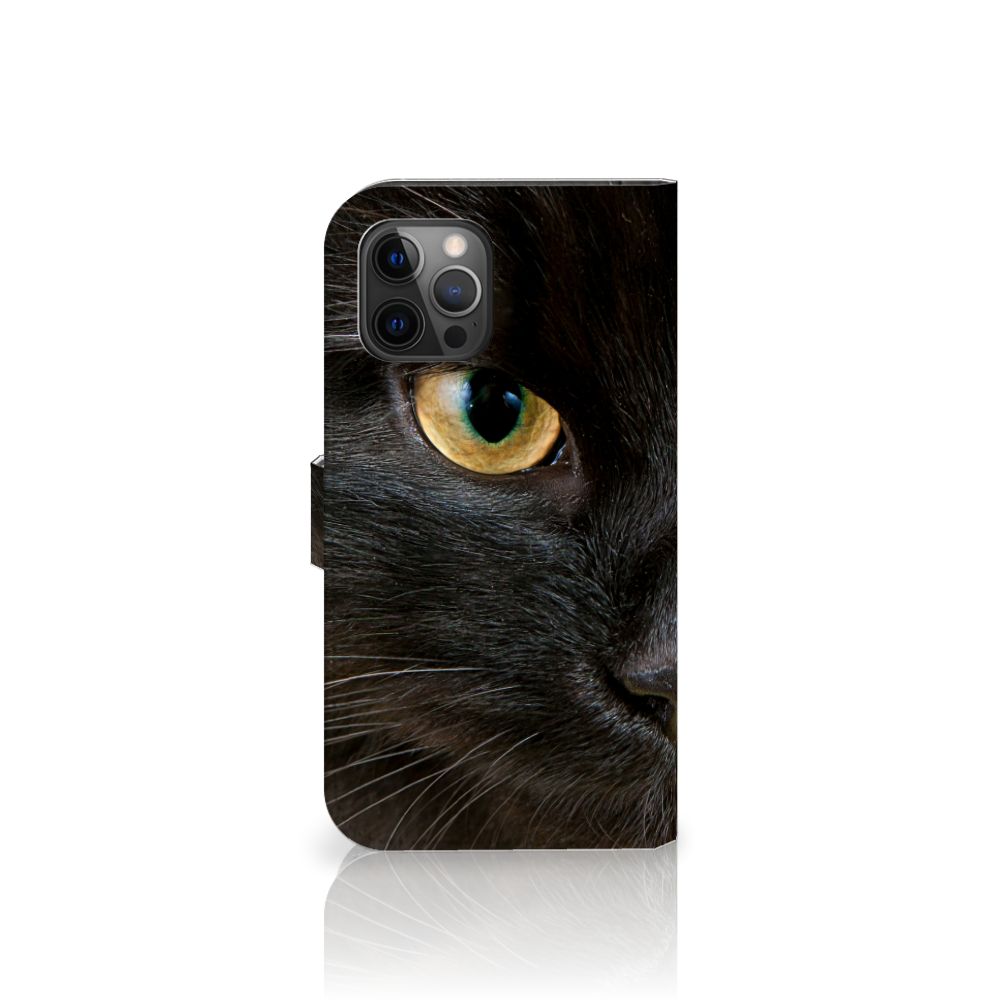 Apple iPhone 12 Pro Max Telefoonhoesje met Pasjes Zwarte Kat