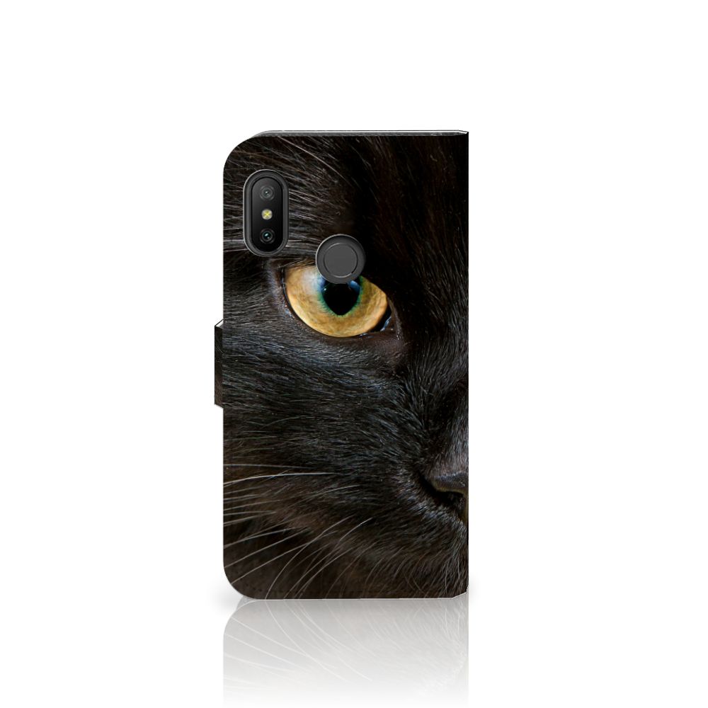 Xiaomi Mi A2 Lite Telefoonhoesje met Pasjes Zwarte Kat