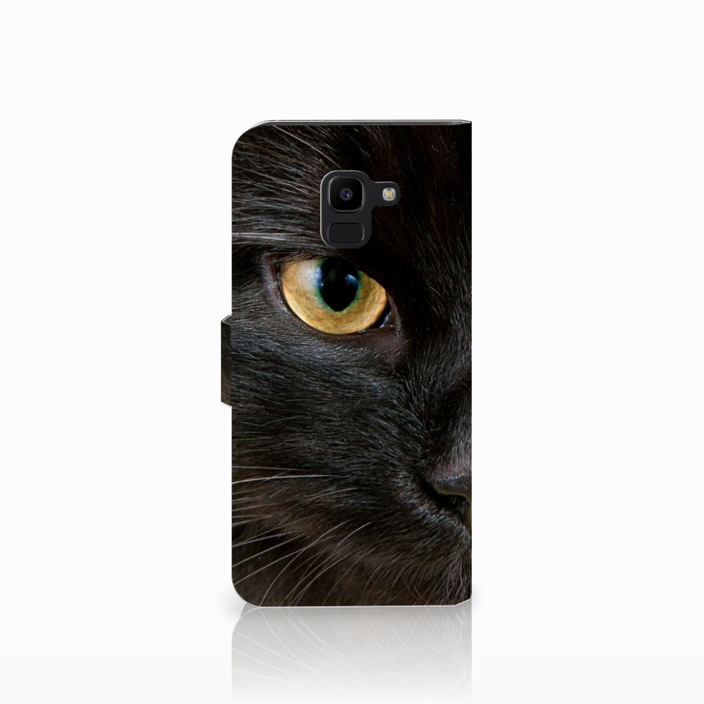 Samsung Galaxy J6 2018 Telefoonhoesje met Pasjes Zwarte Kat