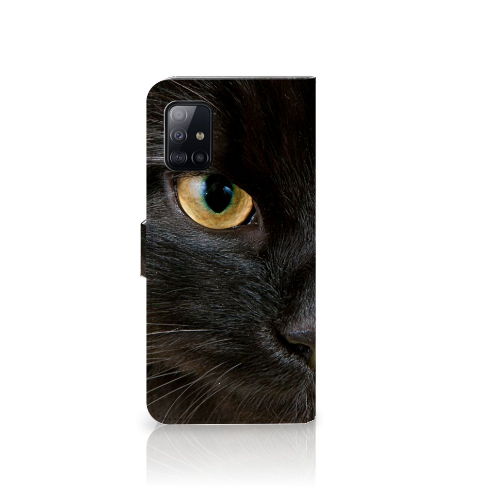 Samsung Galaxy A71 Telefoonhoesje met Pasjes Zwarte Kat