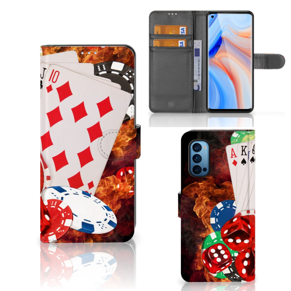 OPPO Reno 4 Pro 5G Wallet Case met Pasjes Casino