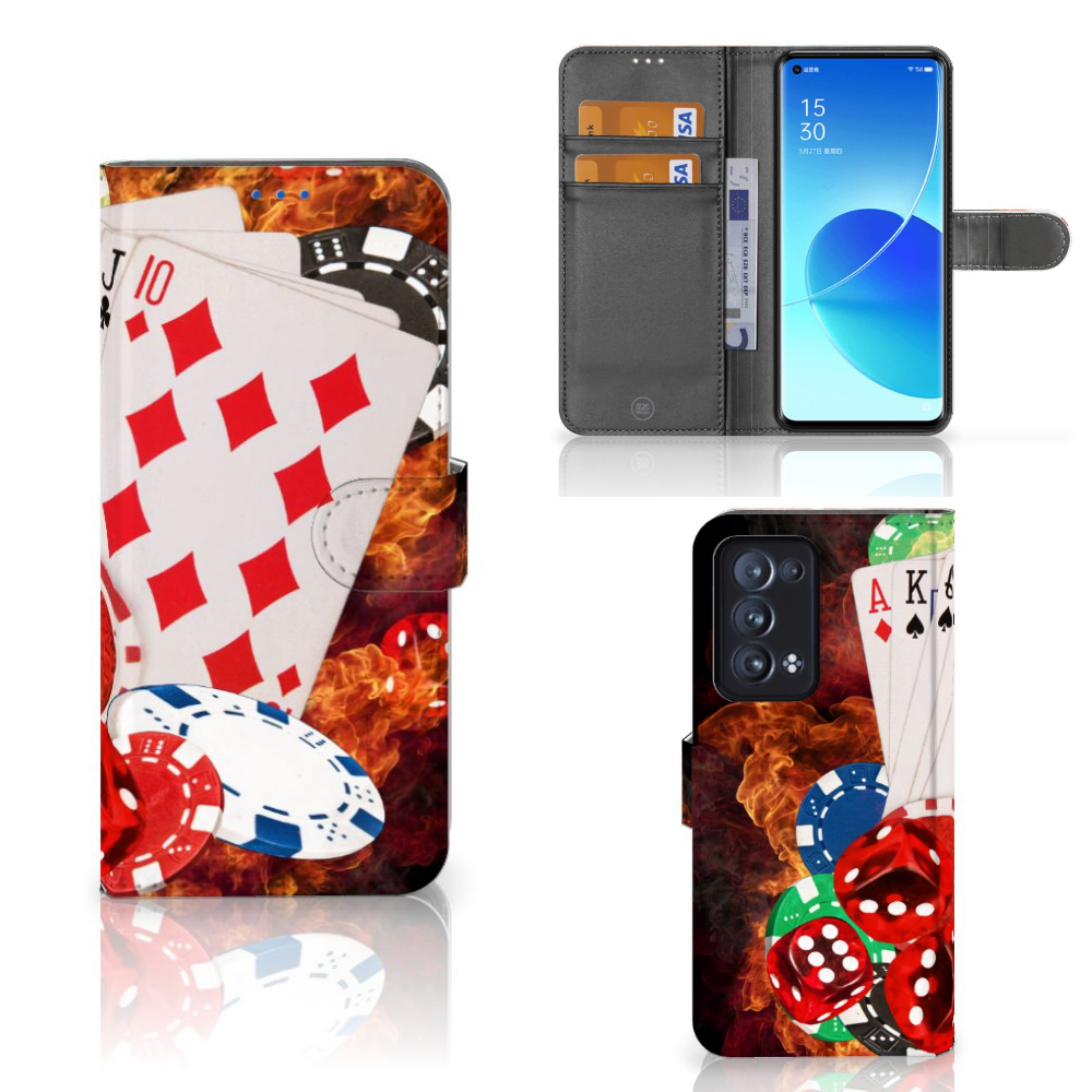 OPPO Reno 6 Pro Plus 5G Wallet Case met Pasjes Casino