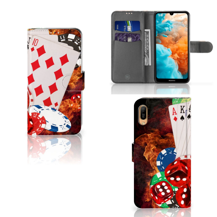 Huawei Y6 (2019) Wallet Case met Pasjes Casino